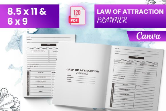 Download Law of Attraction Planner Canva (KDP) - Law of attraction planner Collection