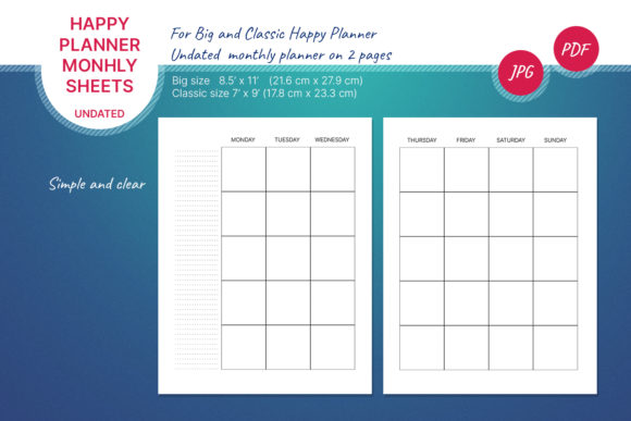 Download Undated Monthly Planner - Monthly planner Collection