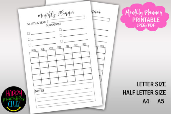 Download Monthly Planner Printable Undated - Monthly planner Collection