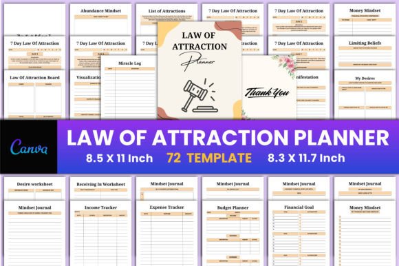 Download Law of Attraction Planner Canva Interior - Law of attraction planner Collection