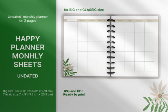 Download Undated Monthly Planner Happy Planner - Monthly planner Collection